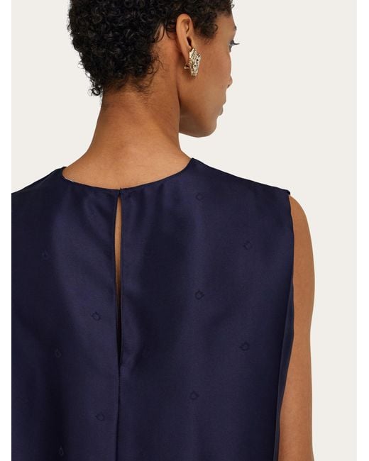 Ferragamo Blue Sleeveless Silk Top
