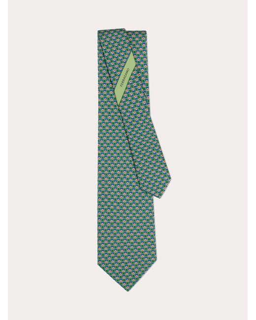 Ferragamo Green Tournament Print Silk Tie for men