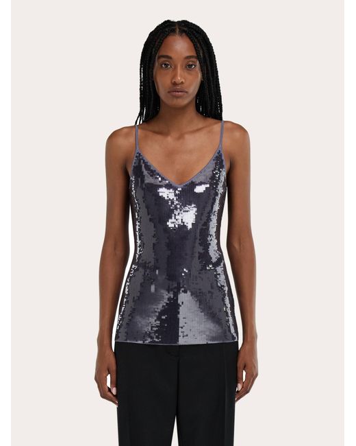 Ferragamo Blue Sequined Vest