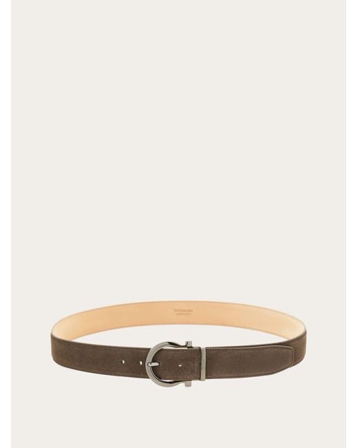 Ferragamo Brown Adjustable Gancini Belt for men