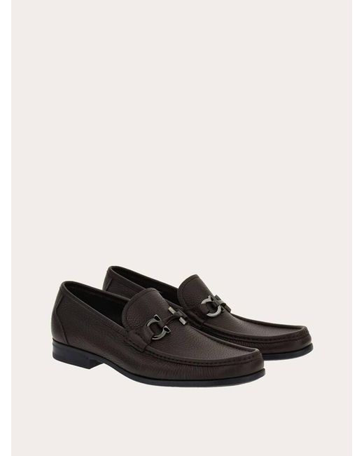 Ferragamo Brown Grandioso Gancini Bit Leather Loafers for men