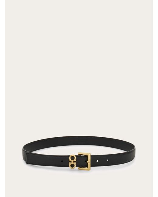 Ferragamo White Double Gancini Fixed Belt