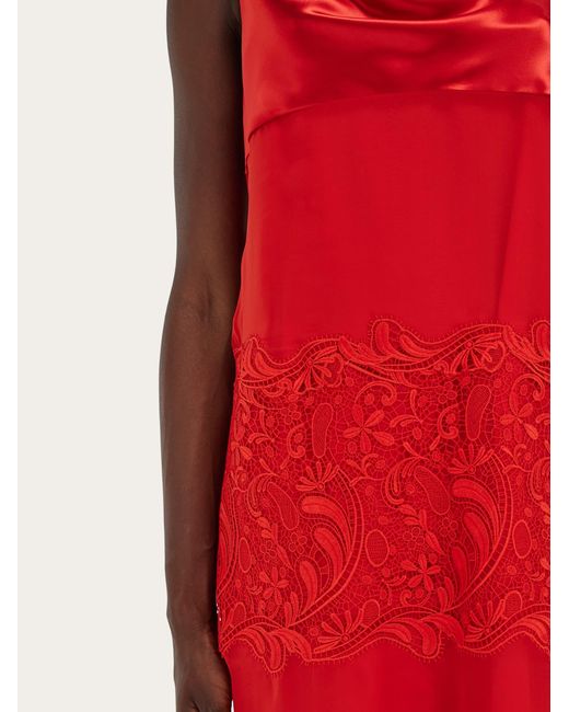 Ferragamo Red Silk Dress With Drape Detail