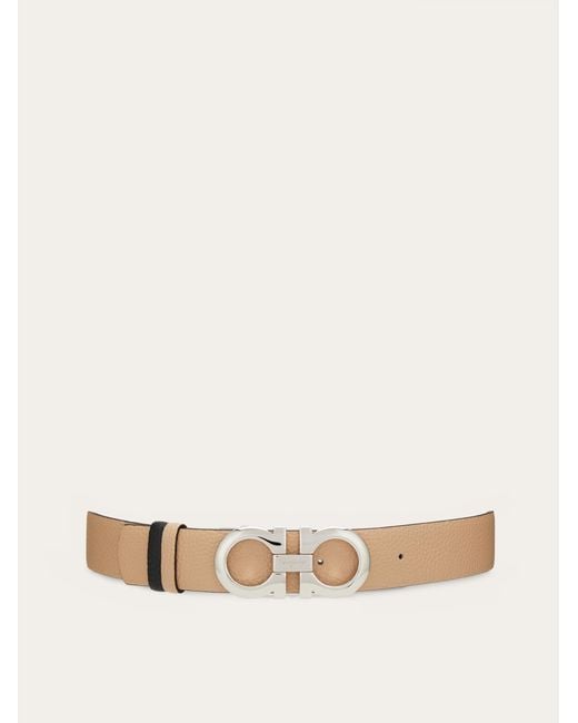 Ferragamo Natural Reversible And Adjustable Gancini Belt