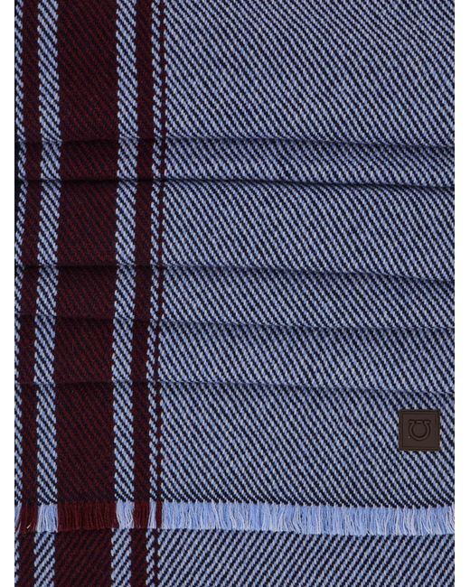 Ferragamo Blue Cashmere Scarf for men