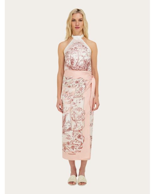 Ferragamo Pink Voyage Print Silk Sarong