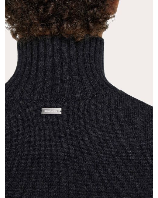 Ferragamo Blue High Neck Cashmere Pullover for men