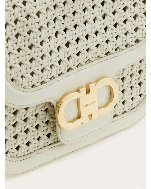 Ferragamo Natural Double Gancini North-South Crossbody Bag