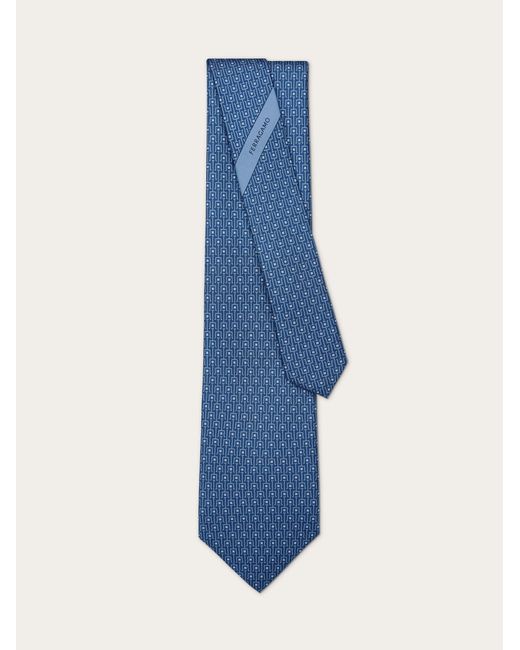 Ferragamo Blue Ladder Print Silk Tie for men