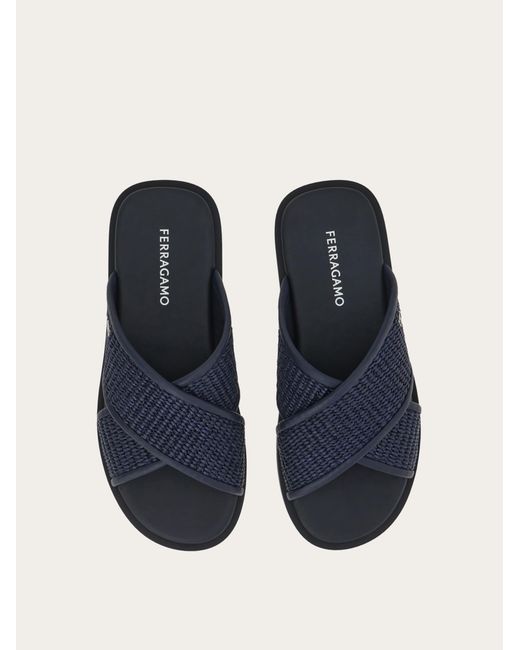 Ferragamo Blue Gancini Ornament Sandal .5 for men