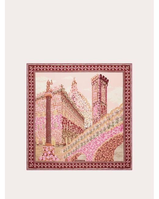 Ferragamo Pink Palazzo Spini Feroni Print Silk Scarf