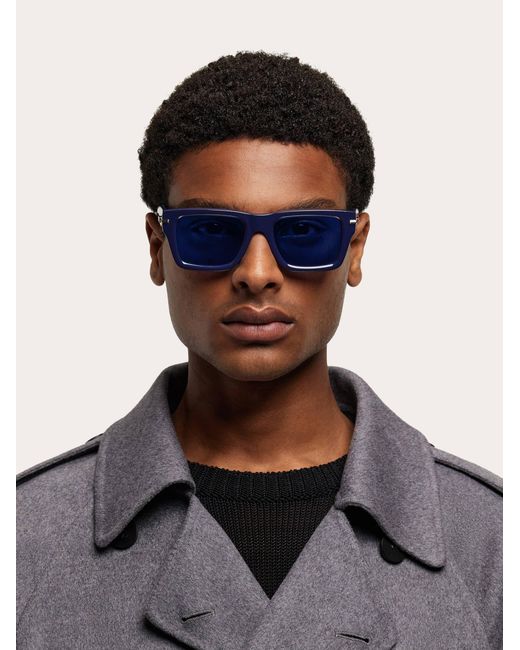 Ferragamo Blue Rectangular Frame Sunglasses for men