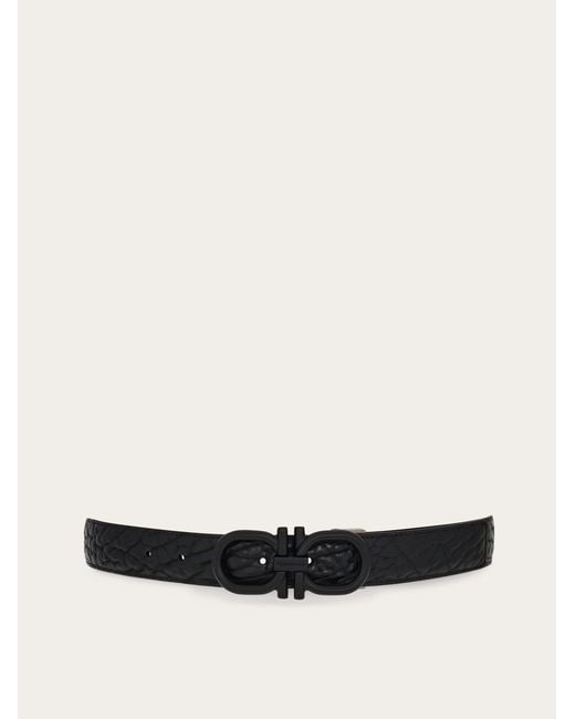 Ferragamo White Reversible And Adjustable Gancini Belt for men
