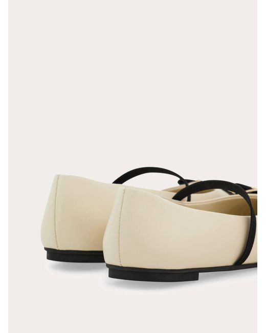 Ferragamo Natural New Vara Plate Bicolor Ballet Flat