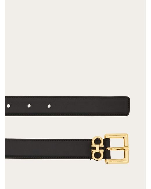 Ferragamo White Double Gancini Fixed Belt