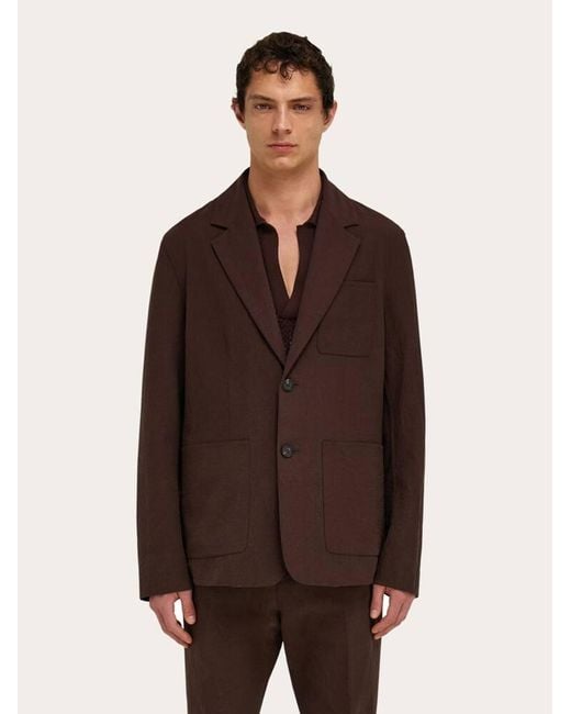 Ferragamo Brown Single Breasted Blazer for men