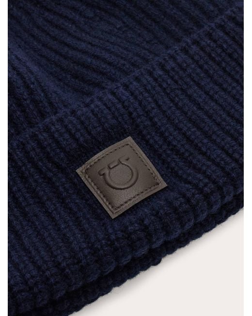 Ferragamo Blue Knitted Beanie for men