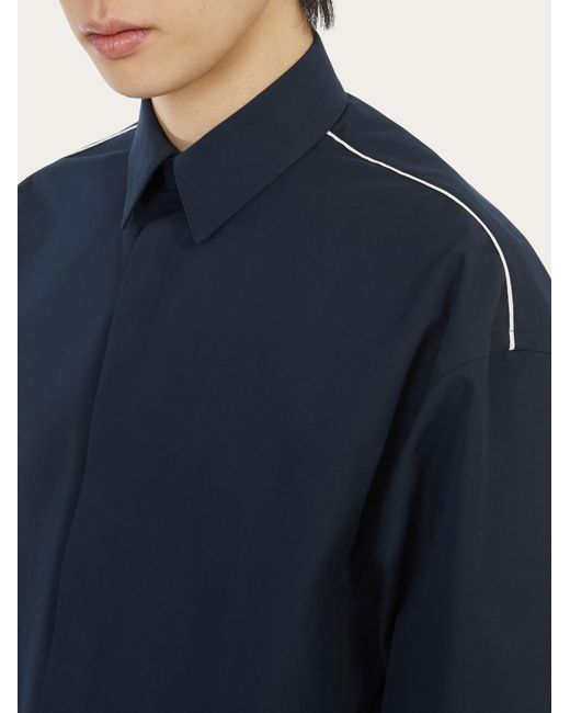 Camicia sportiva con piping a contrasto di Ferragamo in Blue da Uomo