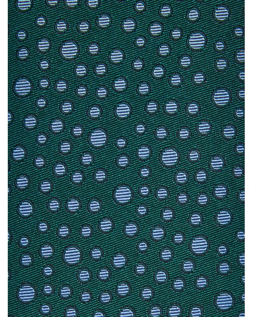 Ferragamo Green Pois Print Silk Tie for men