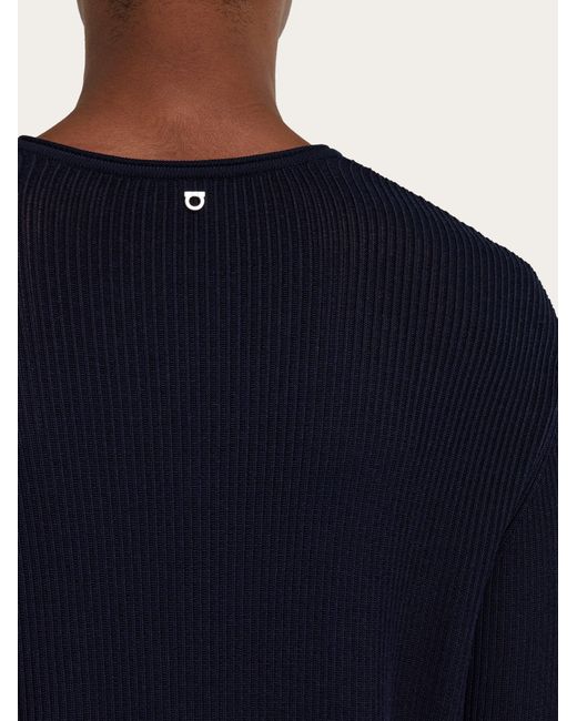 Ferragamo Blue V-Neck Sweater for men
