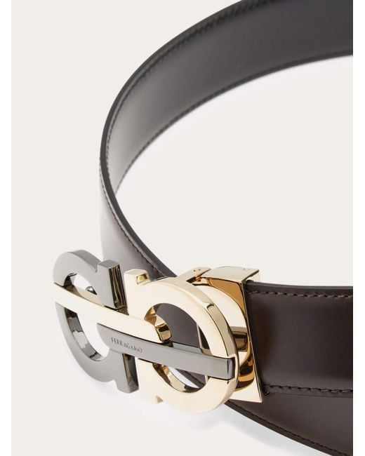 Ferragamo White Reversible And Adjustable Gancini Belt for men
