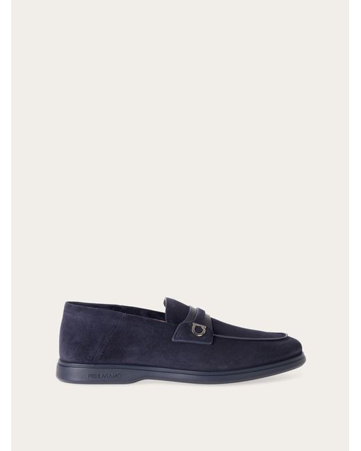 Ferragamo Blue Deconstructed Loafer With Gancini Ornament for men