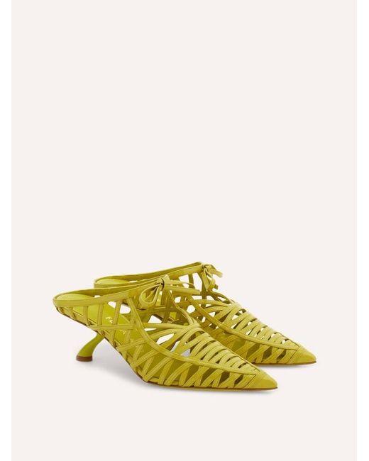 Ferragamo Yellow S-Shaped Heel Mule