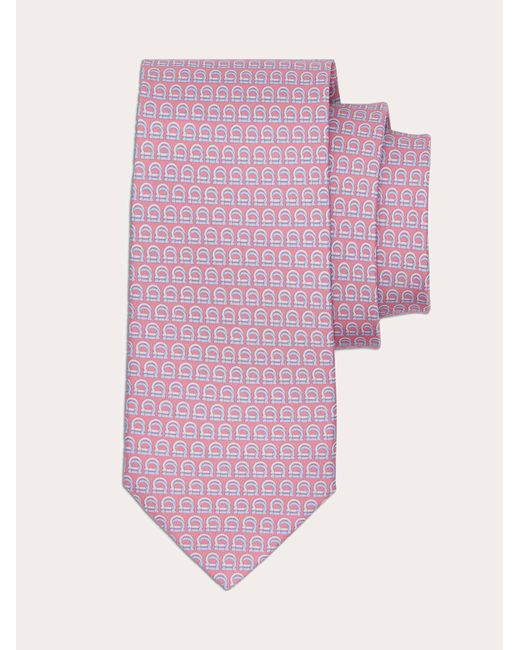 Ferragamo Pink Interwoven Gancini Print Silk Tie for men