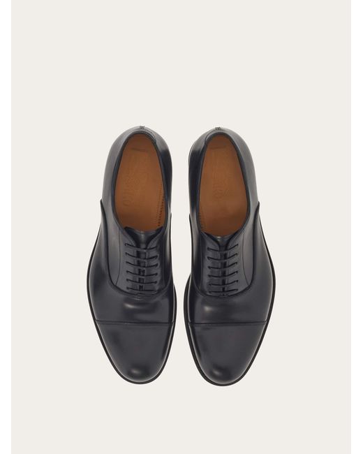 Ferragamo Black Tramezza Oxford With Toe Cap .5 for men