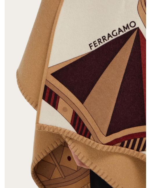 Ferragamo Brown Geometrical Renaissance Print Reversible Cape