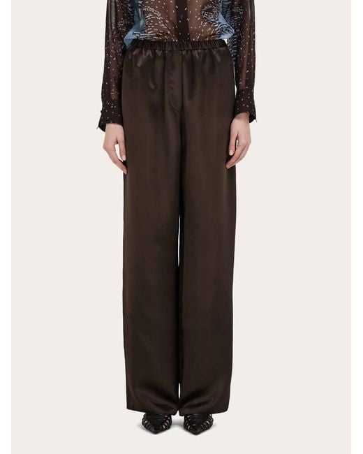 Ferragamo Brown Satin Trouser