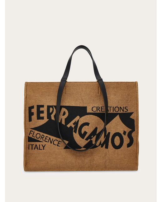 Ferragamo Natural Tote Bag With Logo (L)