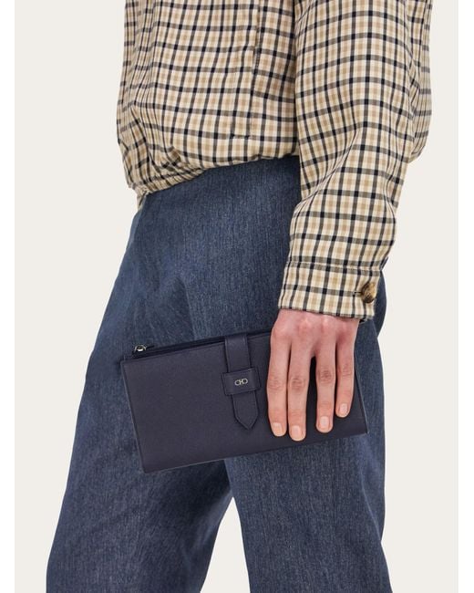Ferragamo Blue Gancini Document Holder for men