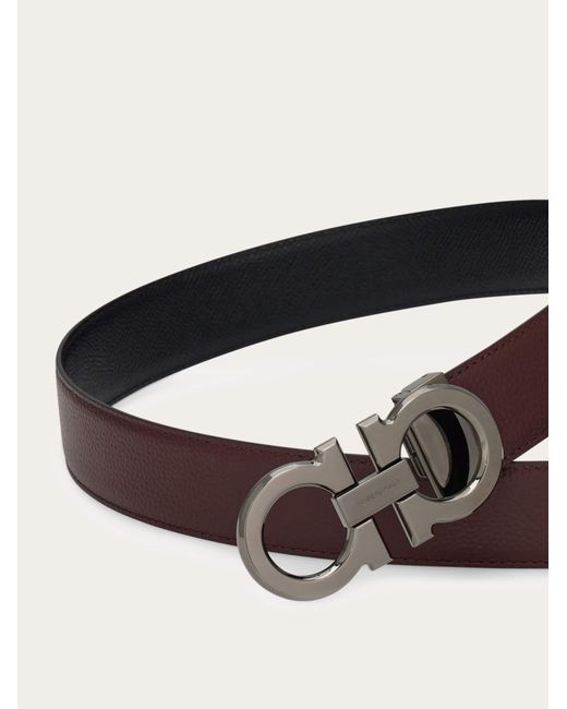 Ferragamo Brown Reversible And Adjustable Gancini Belt for men