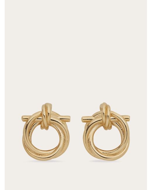 Ferragamo Natural Twisted Gancini Earrings