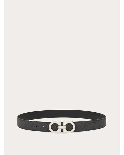Ferragamo White Reversible And Adjustable Gancini Belt for men