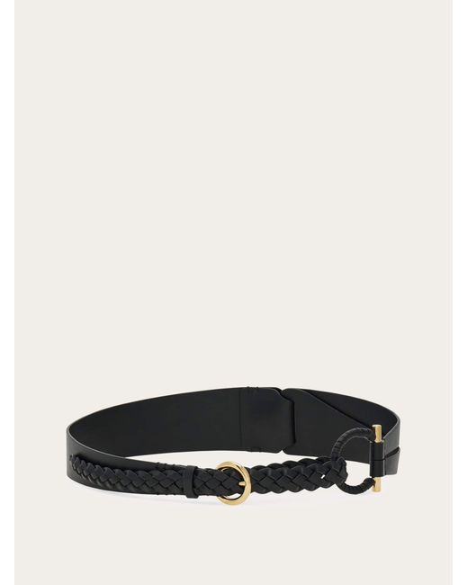 Ferragamo Black Covered Gancini Fixed Belt
