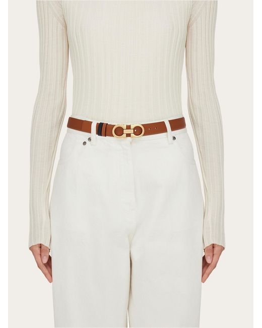 Ferragamo White Reversible And Adjustable Gancini Belt