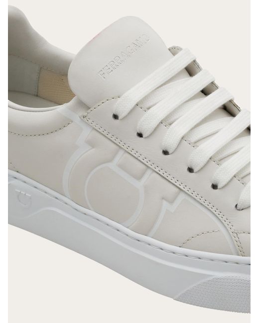 Ferragamo White Gancini Sneaker for men