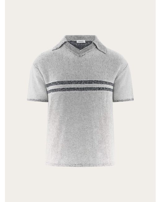 Ferragamo Gray Men Short Sleeved Linen T-shirt for men
