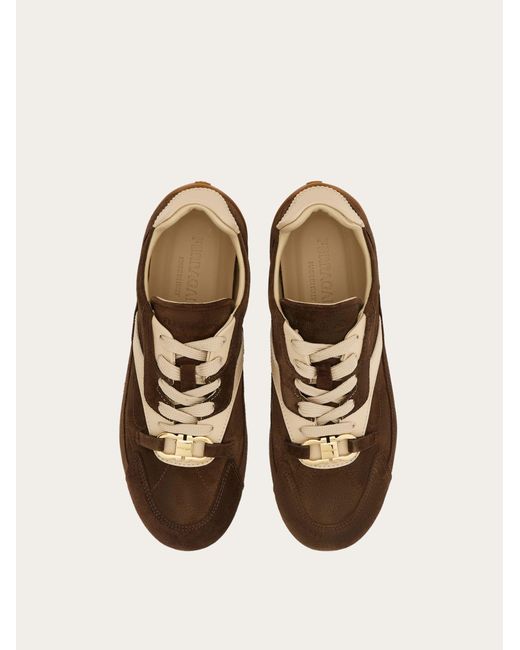 Ferragamo Brown Gancini Ornament Sneaker