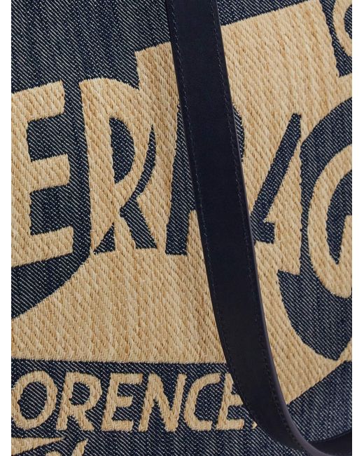 Ferragamo Blue Tote Bag With Logo (l)