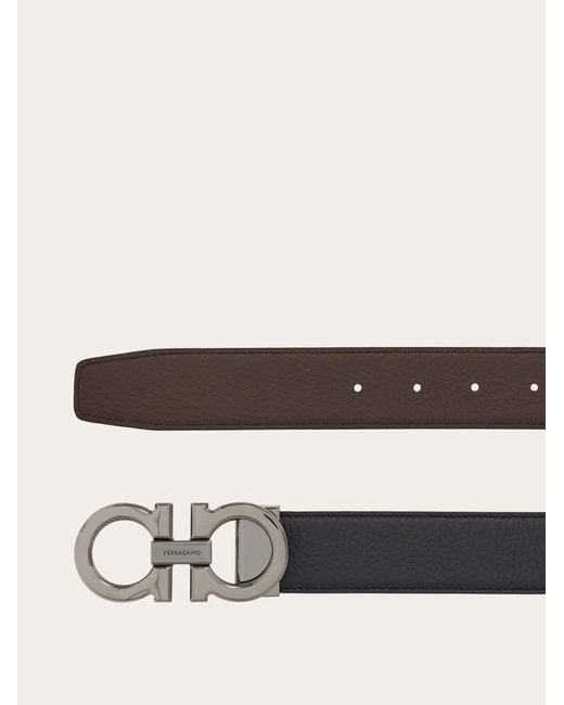 Ferragamo White Reversible And Adjustable Gancini Belt for men