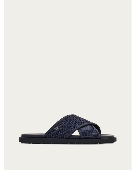 Ferragamo Blue Gancini Ornament Sandal .5 for men