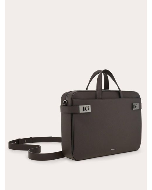 Ferragamo Black Briefcase With Hug Buckle (M) for men