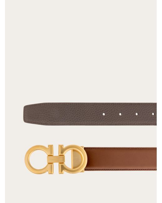 Ferragamo Natural Reversible And Adjustable Gancini Belt for men