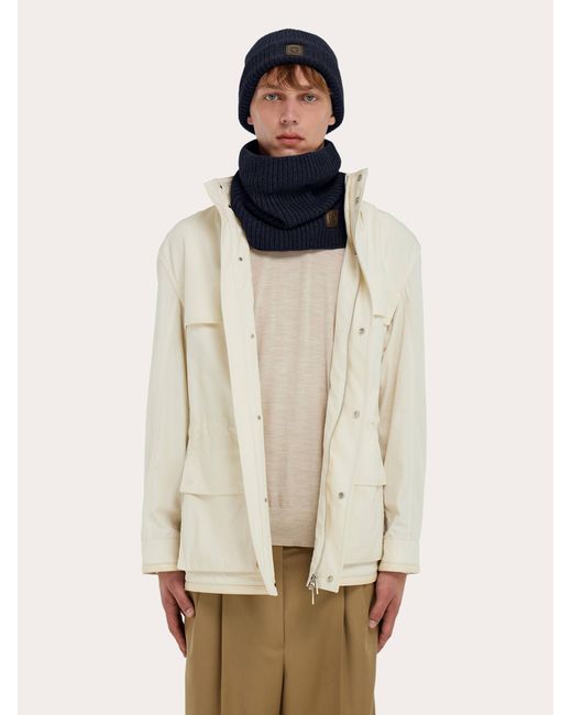 Ferragamo Blue Cashmere Blend Collar for men