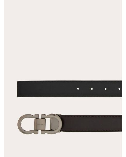 Ferragamo White Reversible And Adjustable Gancini Belt for men
