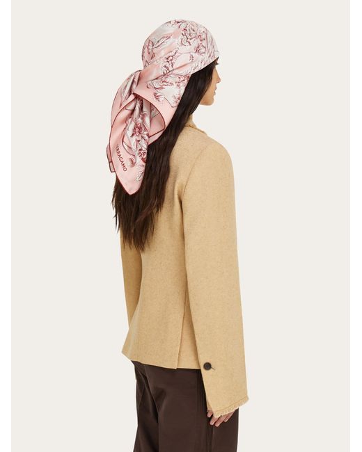 Ferragamo Pink Voyage Print Silk Scarf