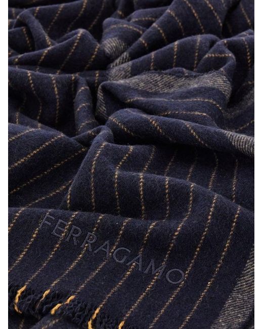Ferragamo Blue Cashmere Scarf for men